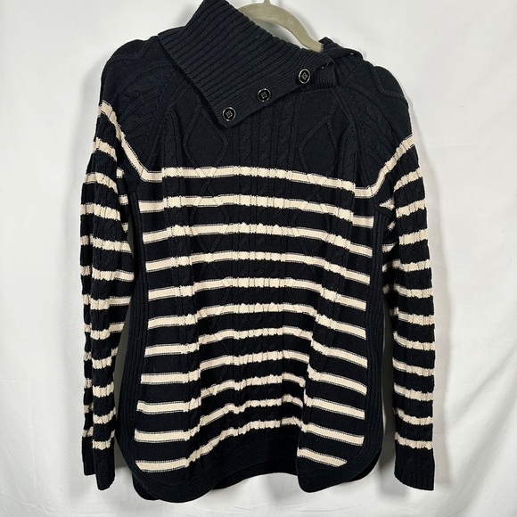 Croft & Barrow cozy striped funnel neck pullover cable knit sweater XXL - Picture 2 of 13